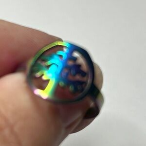 Rainbow Stainless Steel Tree Of Life Ring